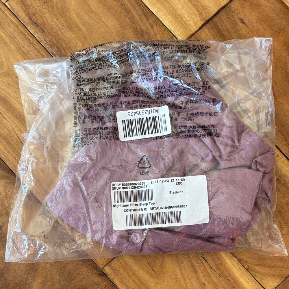 Athleta Nighttime Bliss Mauve Purple Tencel Sleep Top Adult XS - Picture 6 of 6